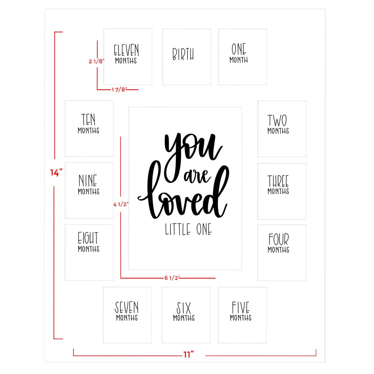 First Year Picture Mat with verse You Are Loved Little One on a White Ma