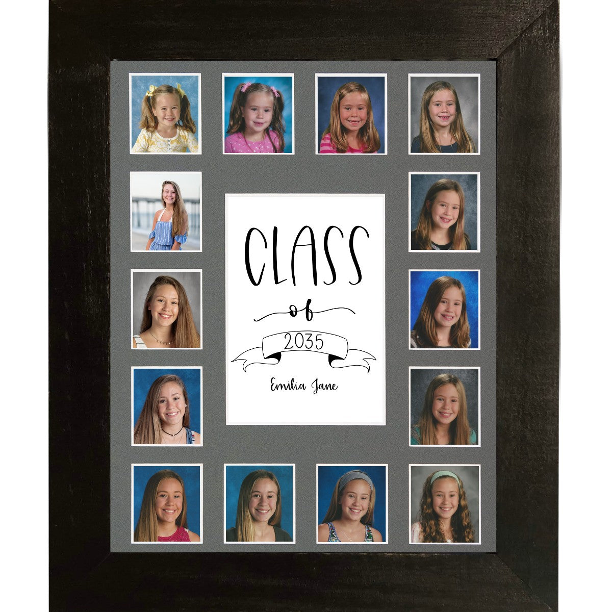 14 openings school year photos in black frame gray mat