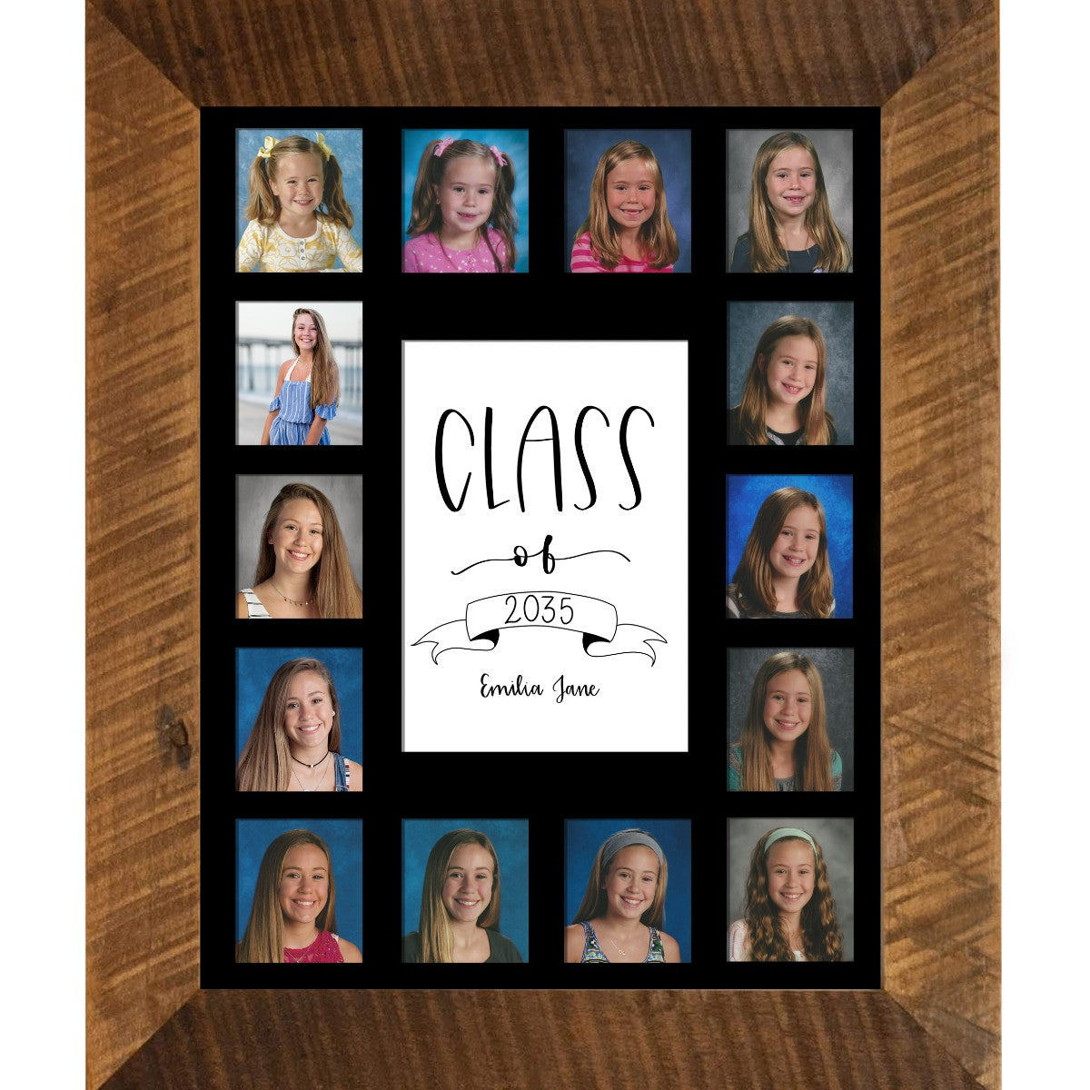 school year photo 15 openings in reclaimed wood frame