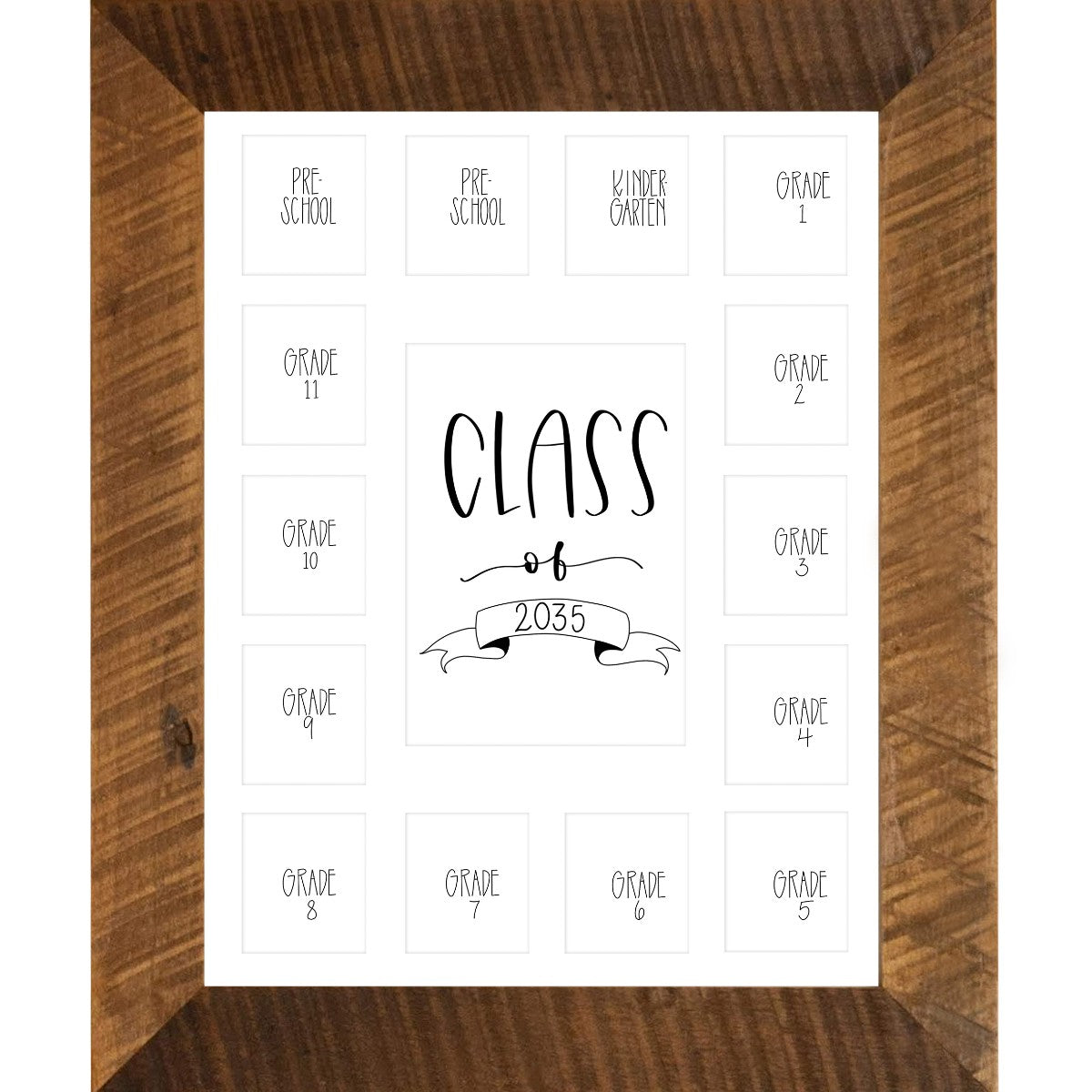 school year photo white mat barnwood frame