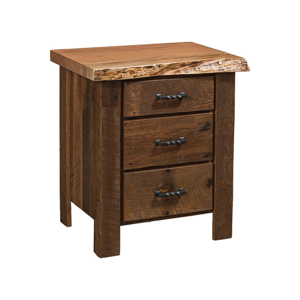 Toryn Live Edge Nightstand, Barnwood Base, Maple Top