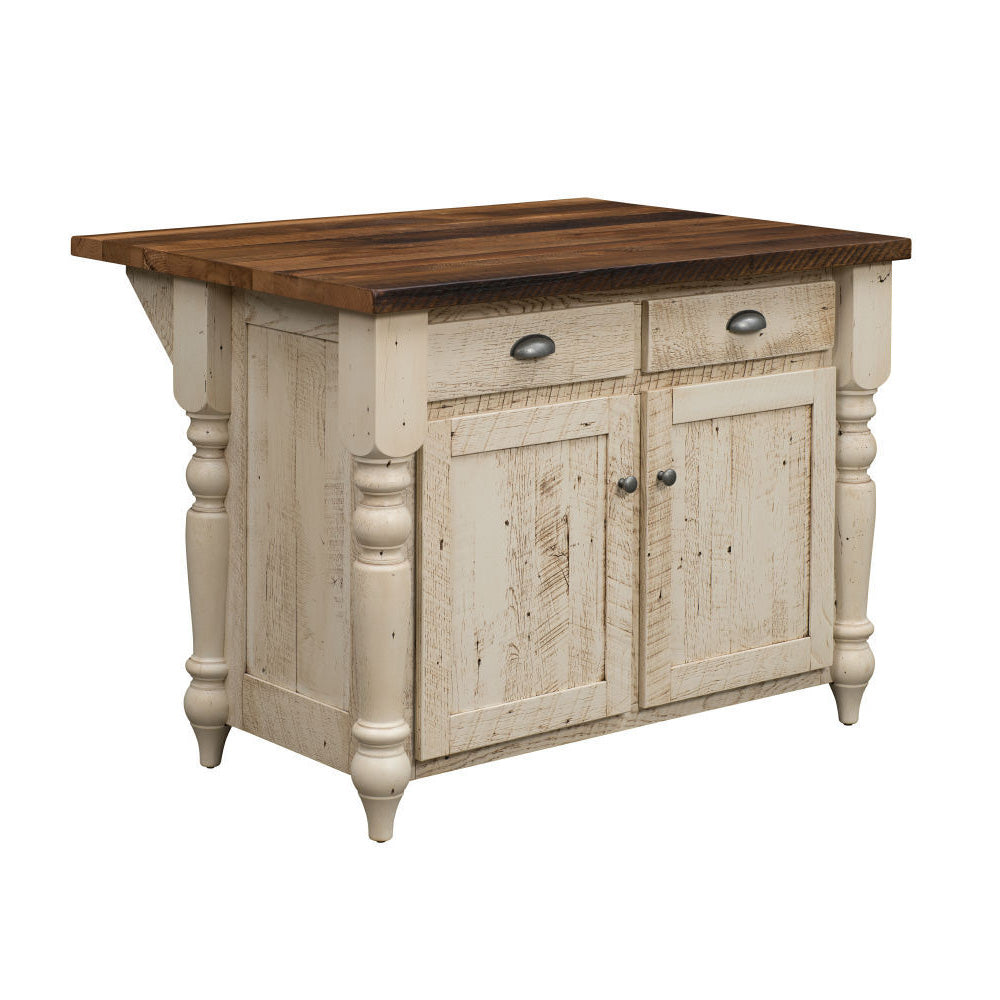 Walden White Farmhouse Kitchen Island, 2 Drawers, 2 Cabinets, 48"