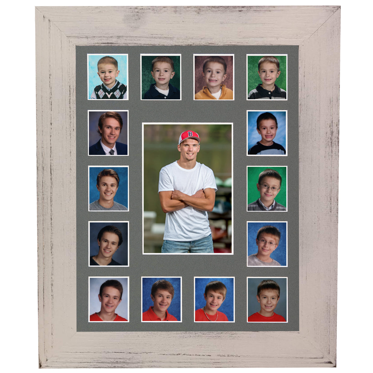 11x14 White School Picture Frame, Grey Mat