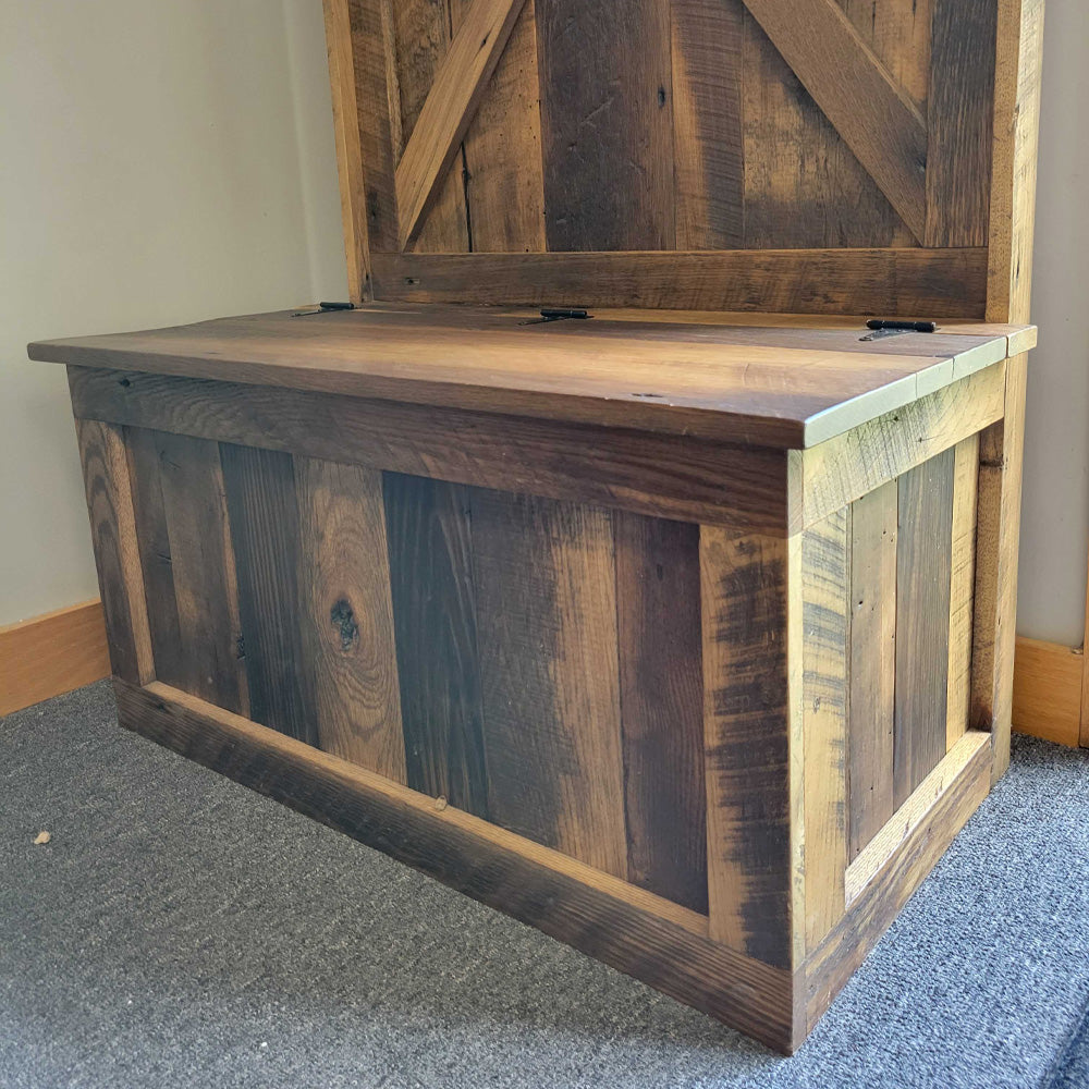Barnwood Coat Rack Bench with Storage