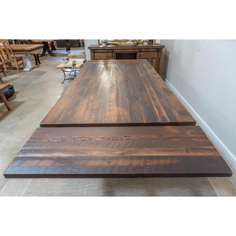84" Calloway Barnwood Dining Table, 2 Extensions