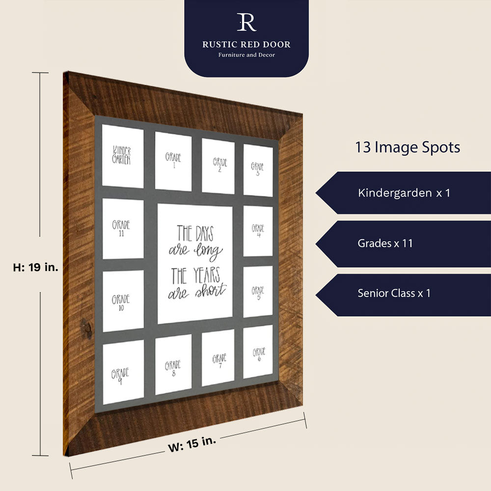 Barnwood School Year Picture Frame, 13 Openings