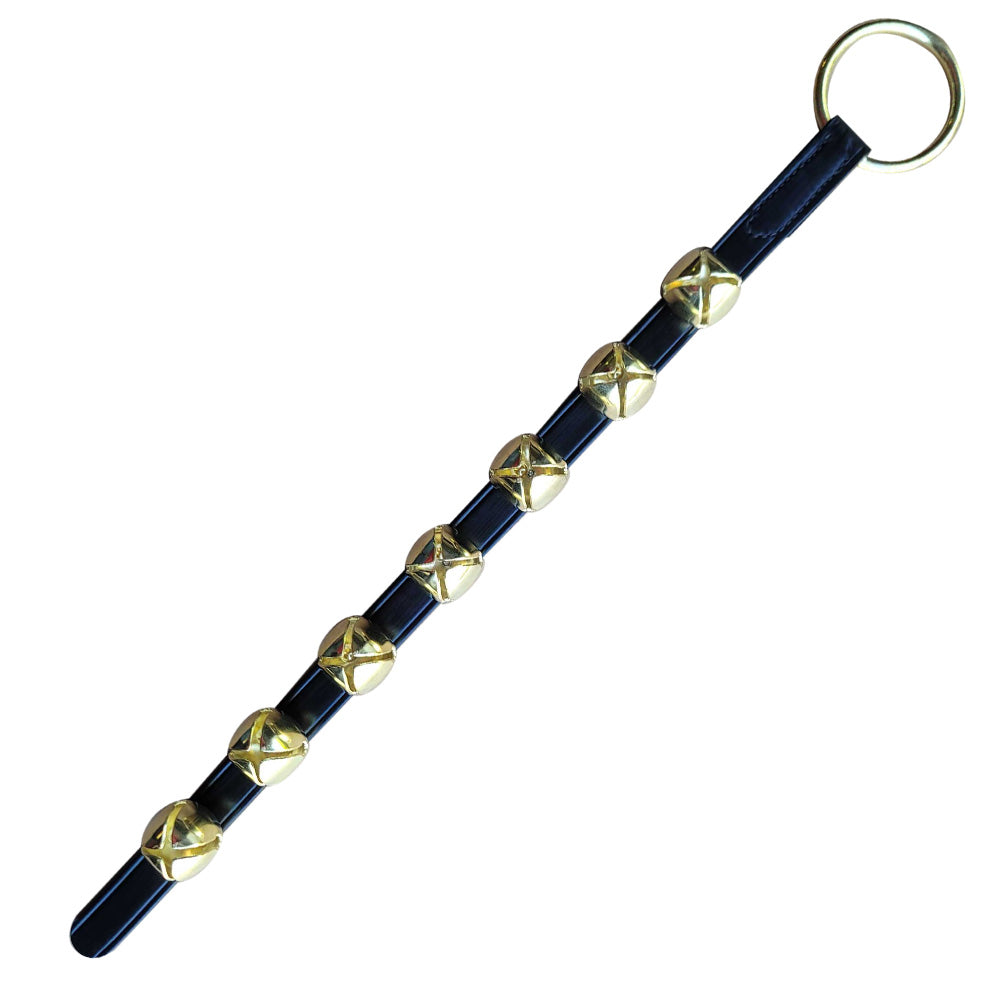 Black Leather Hanging Brass Bells