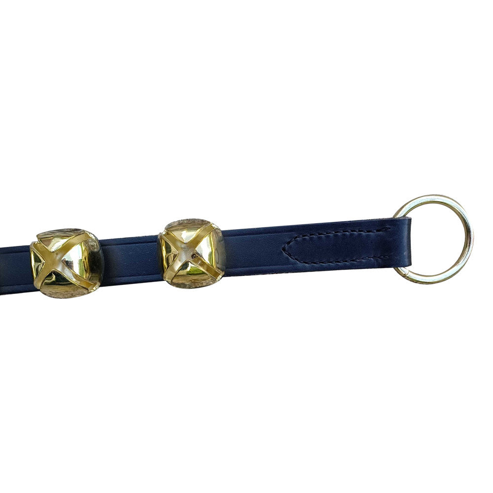 Black Leather Hanging Brass Bells with Hanging Brass