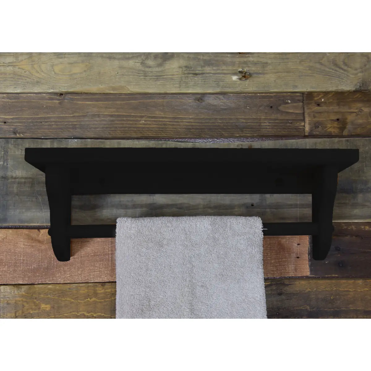 Black Towel Bar with Shelf