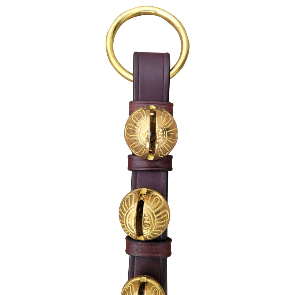 Brown Leather with Brass Sleigh Bells