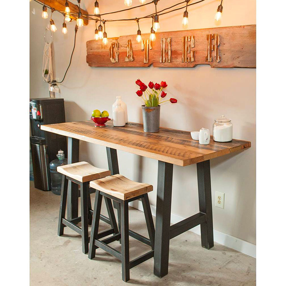 Counter Height Reclaimed Wood Table with Stools