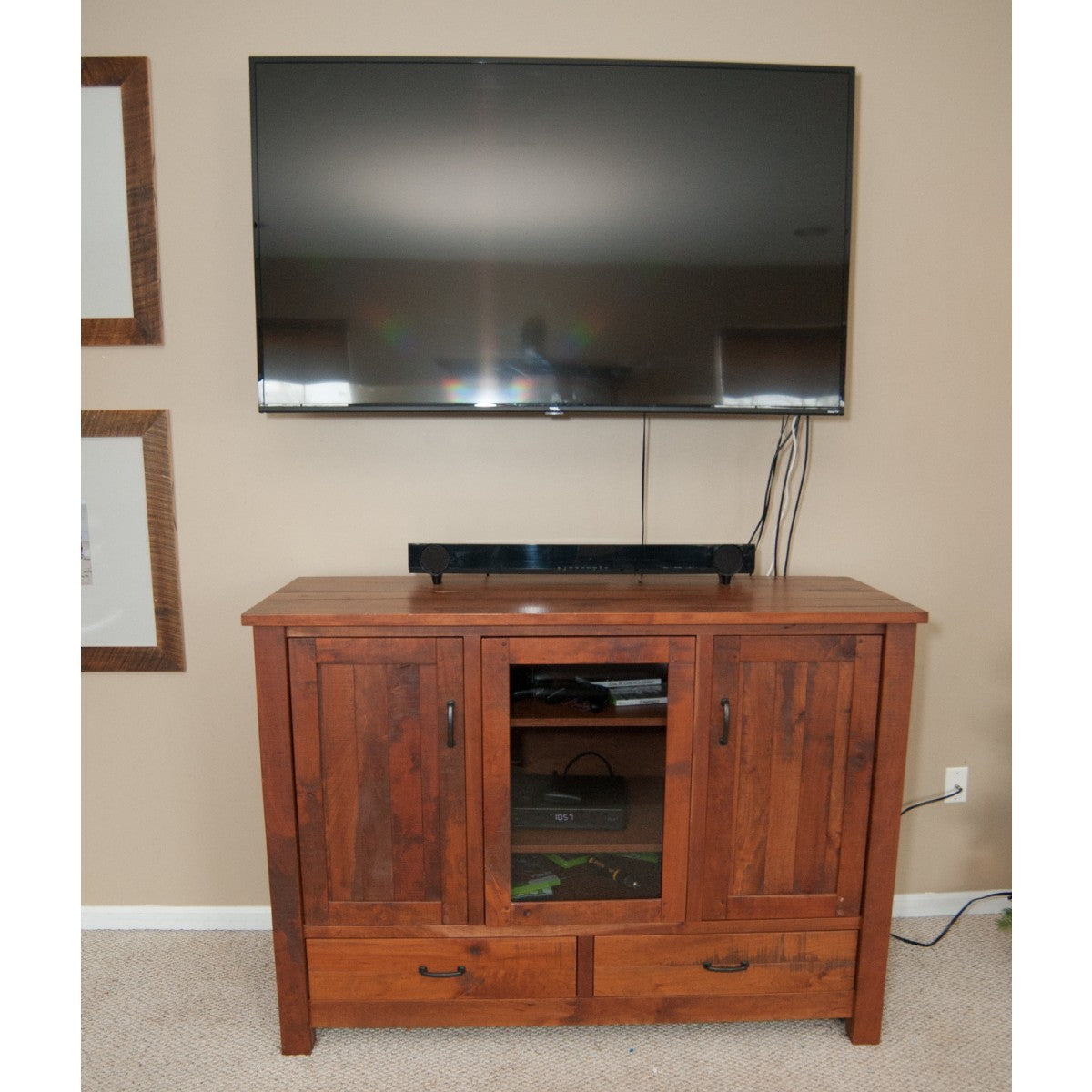 Rustic Wood Entertainment Center .