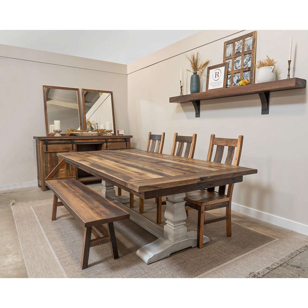 8' Avon Farmhouse Reclaimed Barnwood Dining Table, Provincial