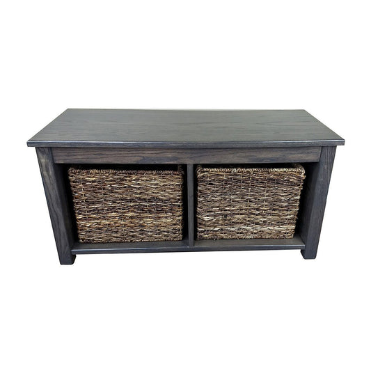 Gray Entryway Cubby Bench, Oak, Antique Slate