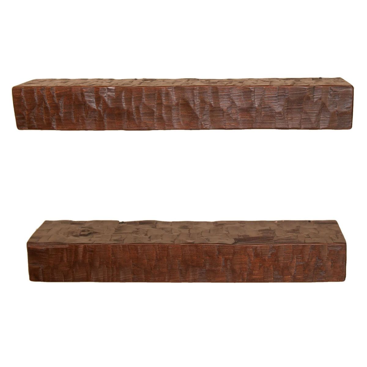 hand hewn cherry wood floating shelves
