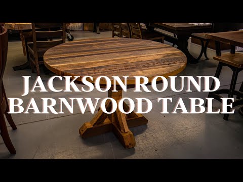 Jackson, Round Reclaimed Barnwood Dining Table, Extendable