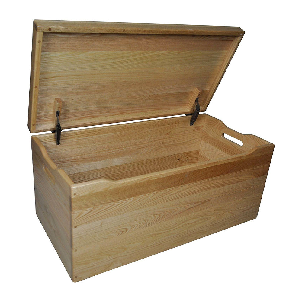 Light Oak Blanket Storage Chest, Open