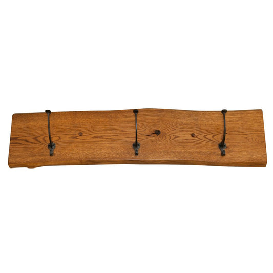 Live Edge Oak Coat Rack, Michaels Stain, 3 Hooks