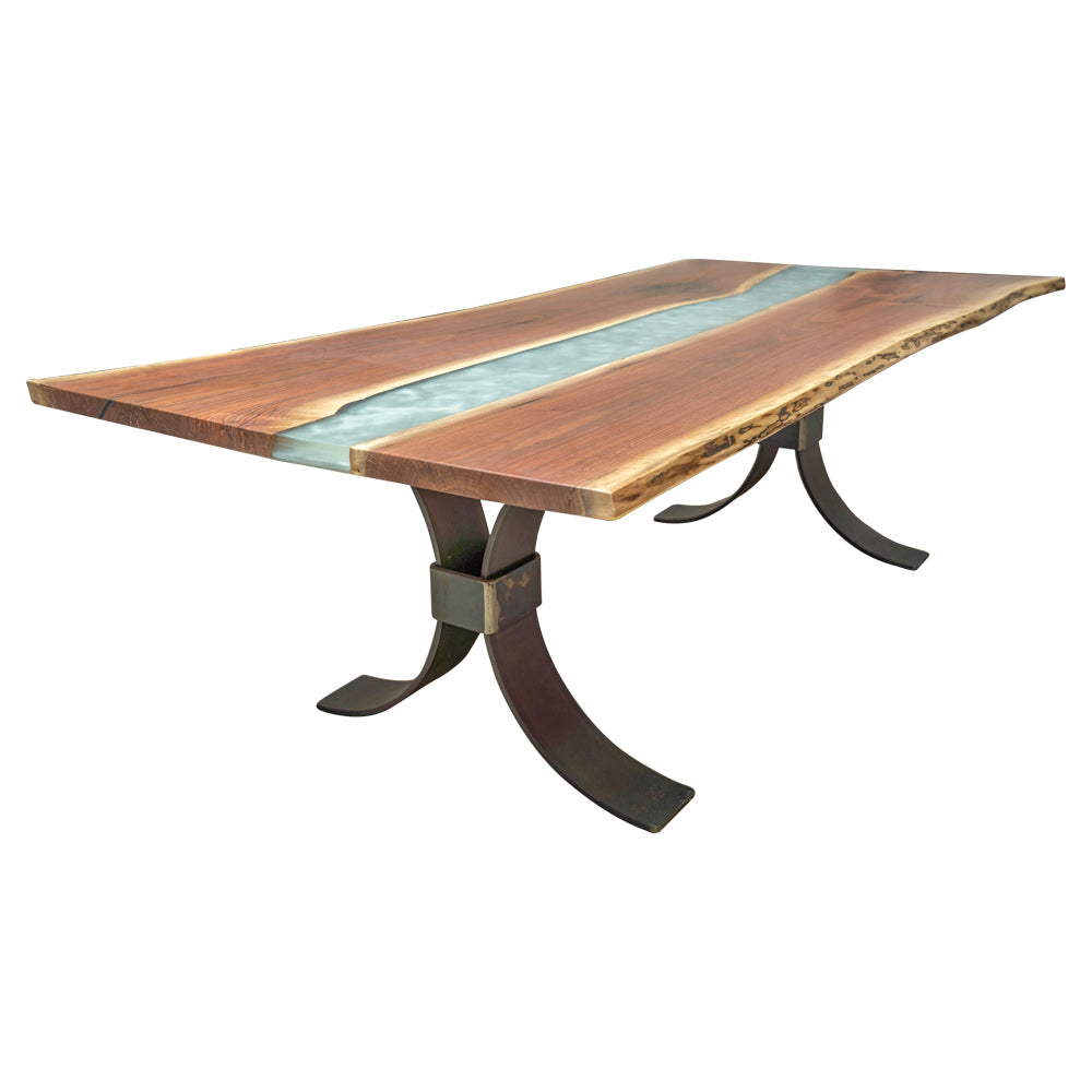 Epoxy Table, Live Edge Natural Wooden Table, Walnut Resin River