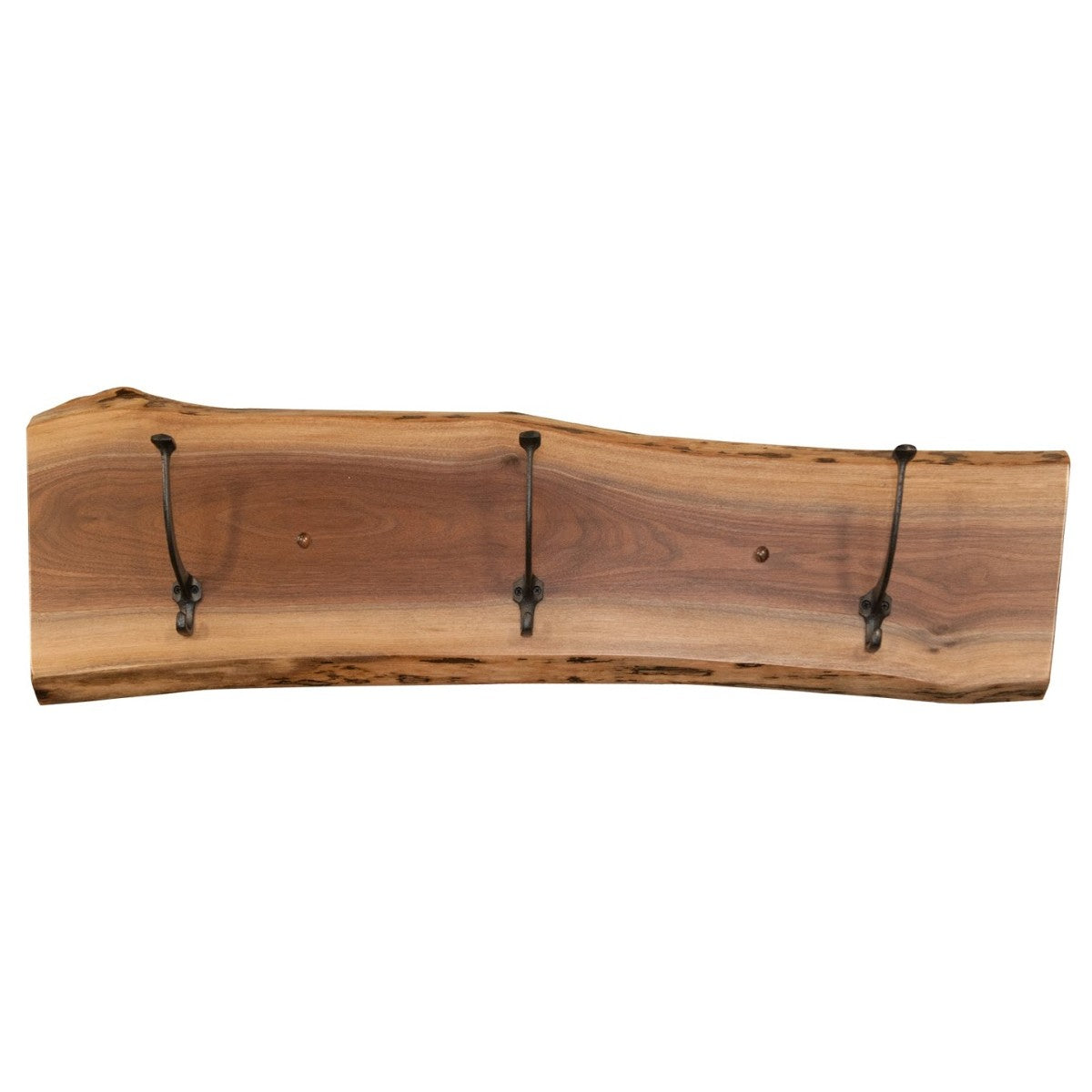 3 hook live edge solid walnut coat rack