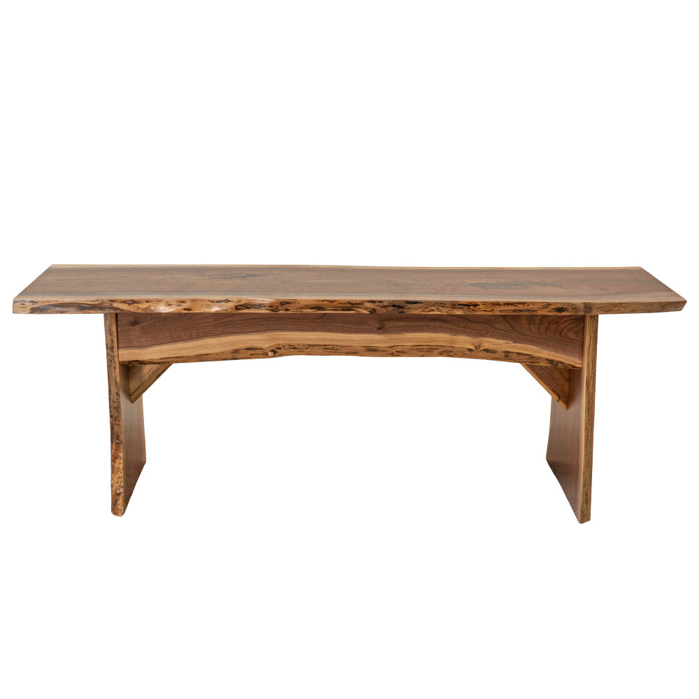 live edge walnut wood bench