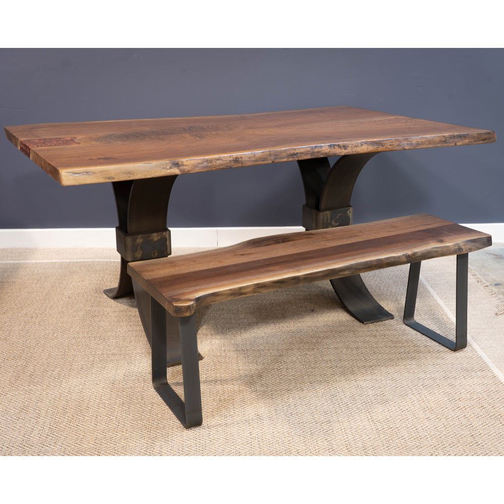 Live Edge Walnut Bench, U Steel Base