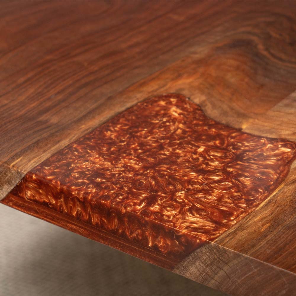 Live Edge Walnut Table, Copper Epoxy