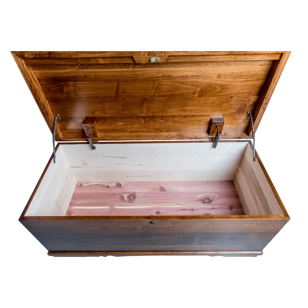 Brown Maple Waterfall Cedar Chest, Open