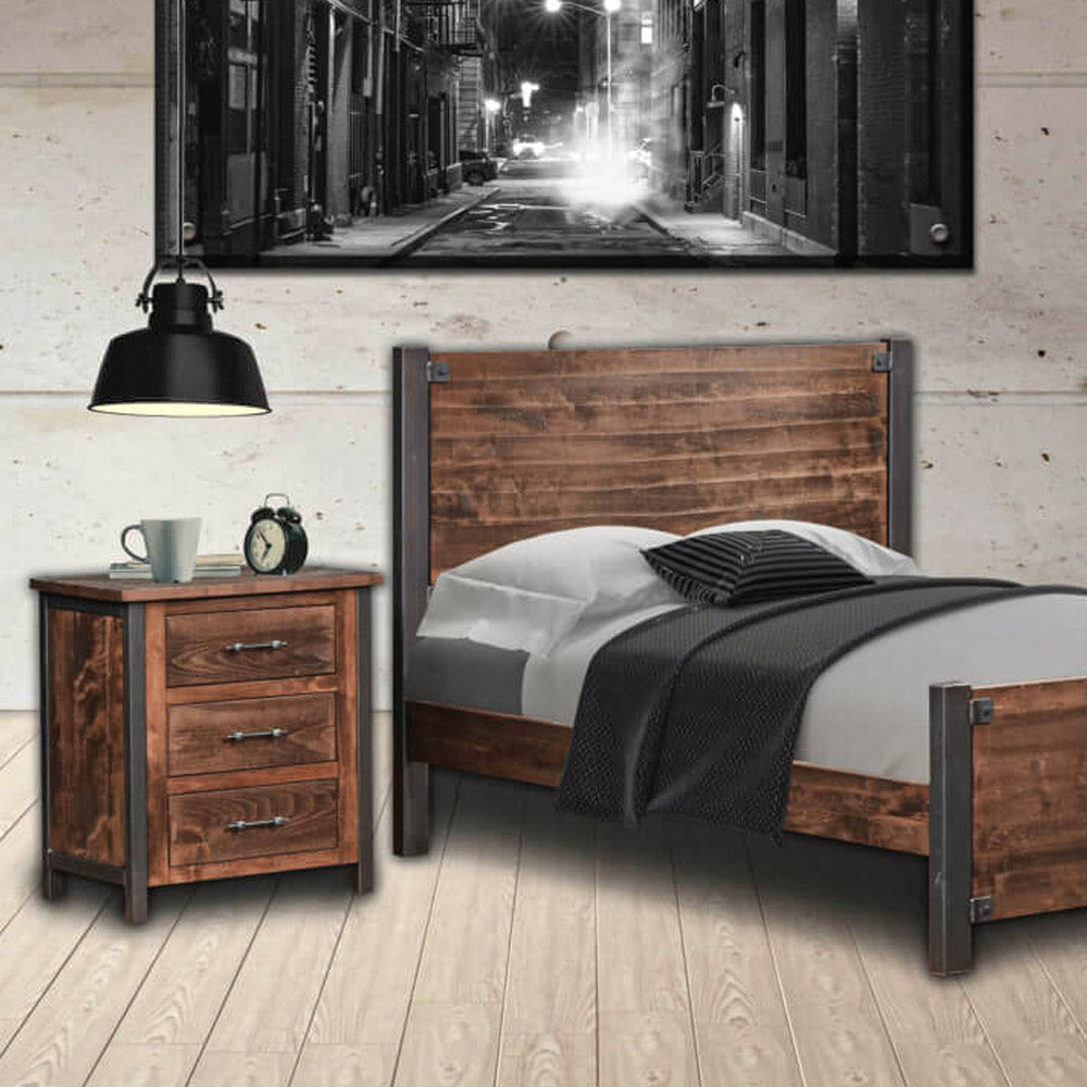 Hillside Finish, Rustic Wood Nightstand, 3 Drawers