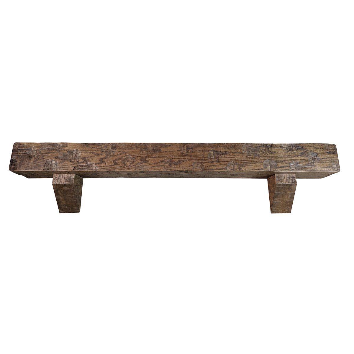 Medium Oak Distressed Box Beam Mantel with Corbels