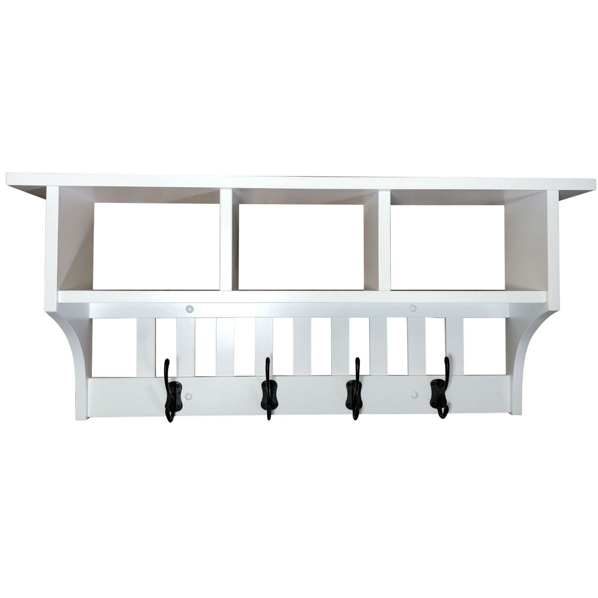 Mission White Wall Mounted Coat Rack, 4 hooks