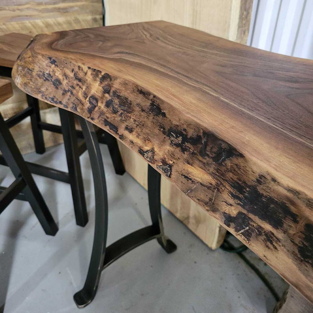 Live Edge Modern Walnut Sofa Console Table