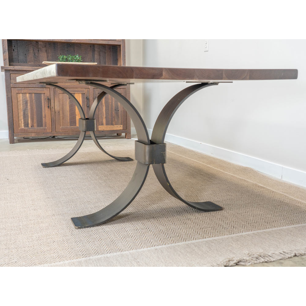 Modern Industrial Walnut Wood Dining Table