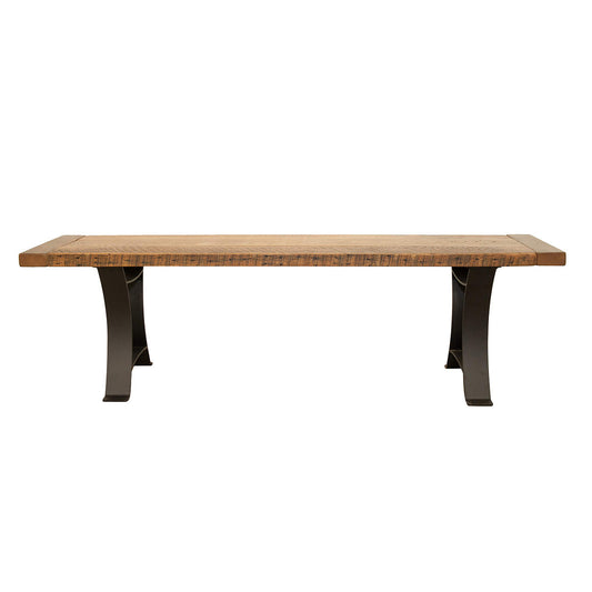 Norwood reclaimed oak bench, Steel Base, Breadboard Ends
