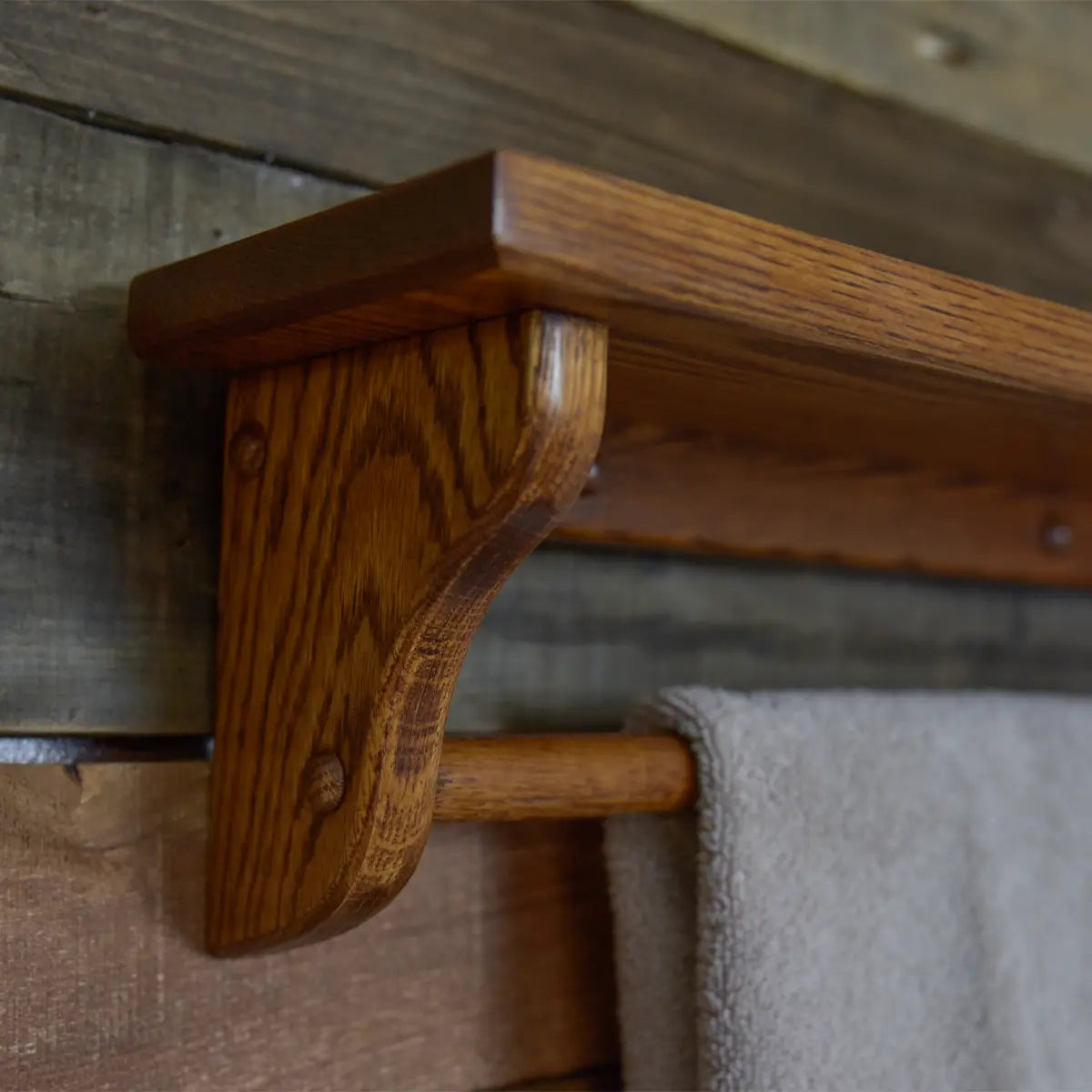 Oak Towel Bar with Shelf, Michaels Stain