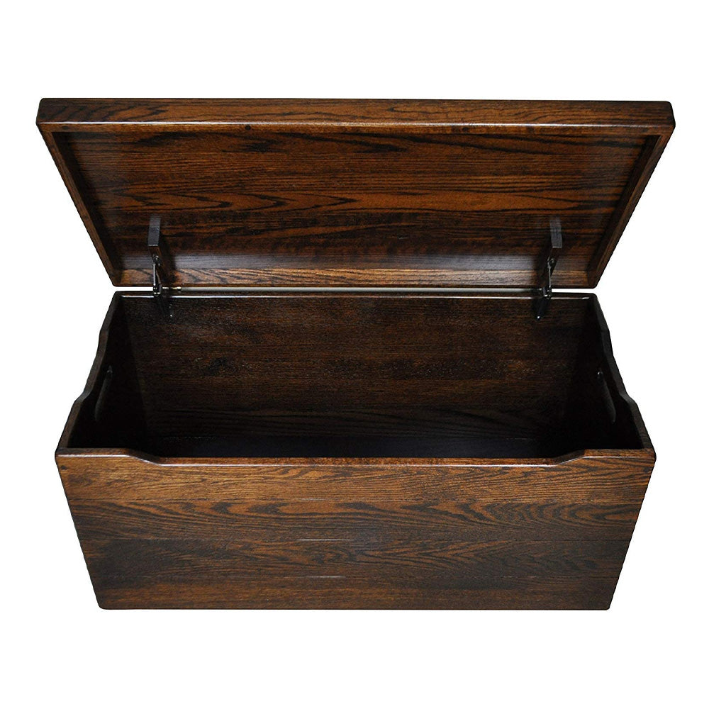 Open Oak Wood Blanket Chest