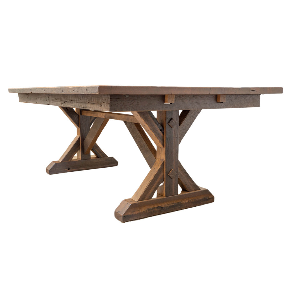 Reclaimed Barnwood Dining Table with Trestle Base
