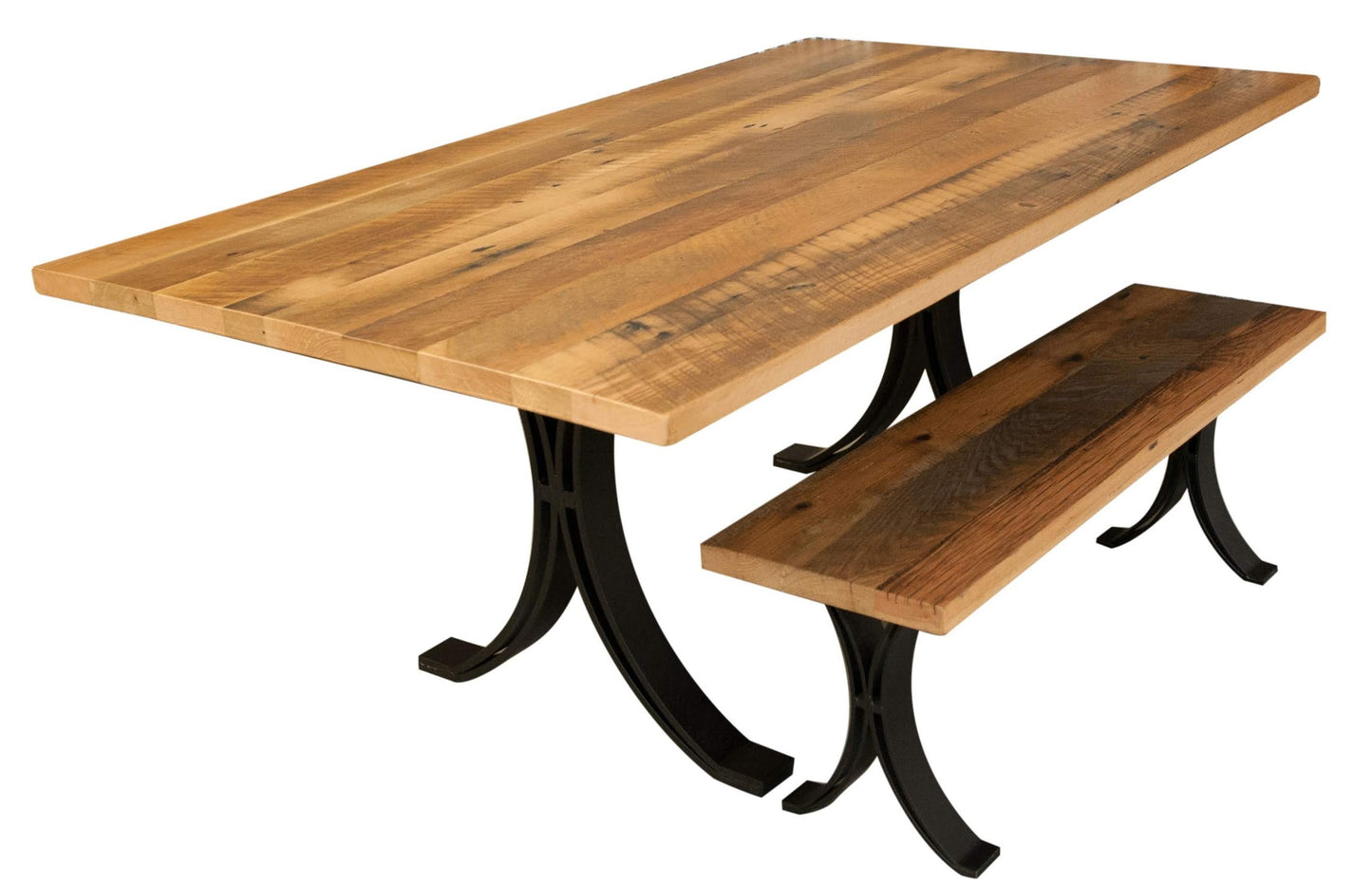 Reclaimed Oak Dining Bench Steel Base