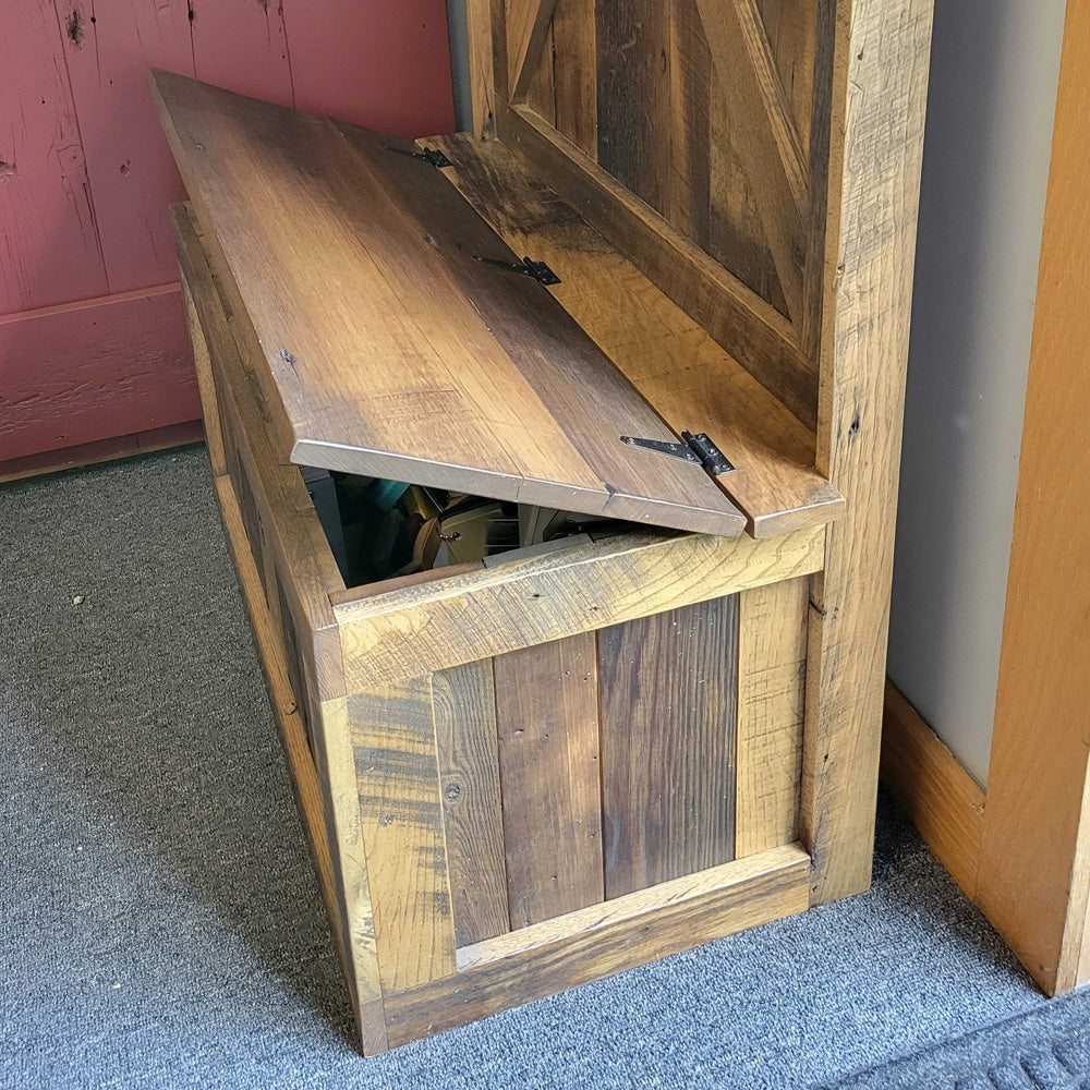 Barnwood Coat Rack Bench with Storage