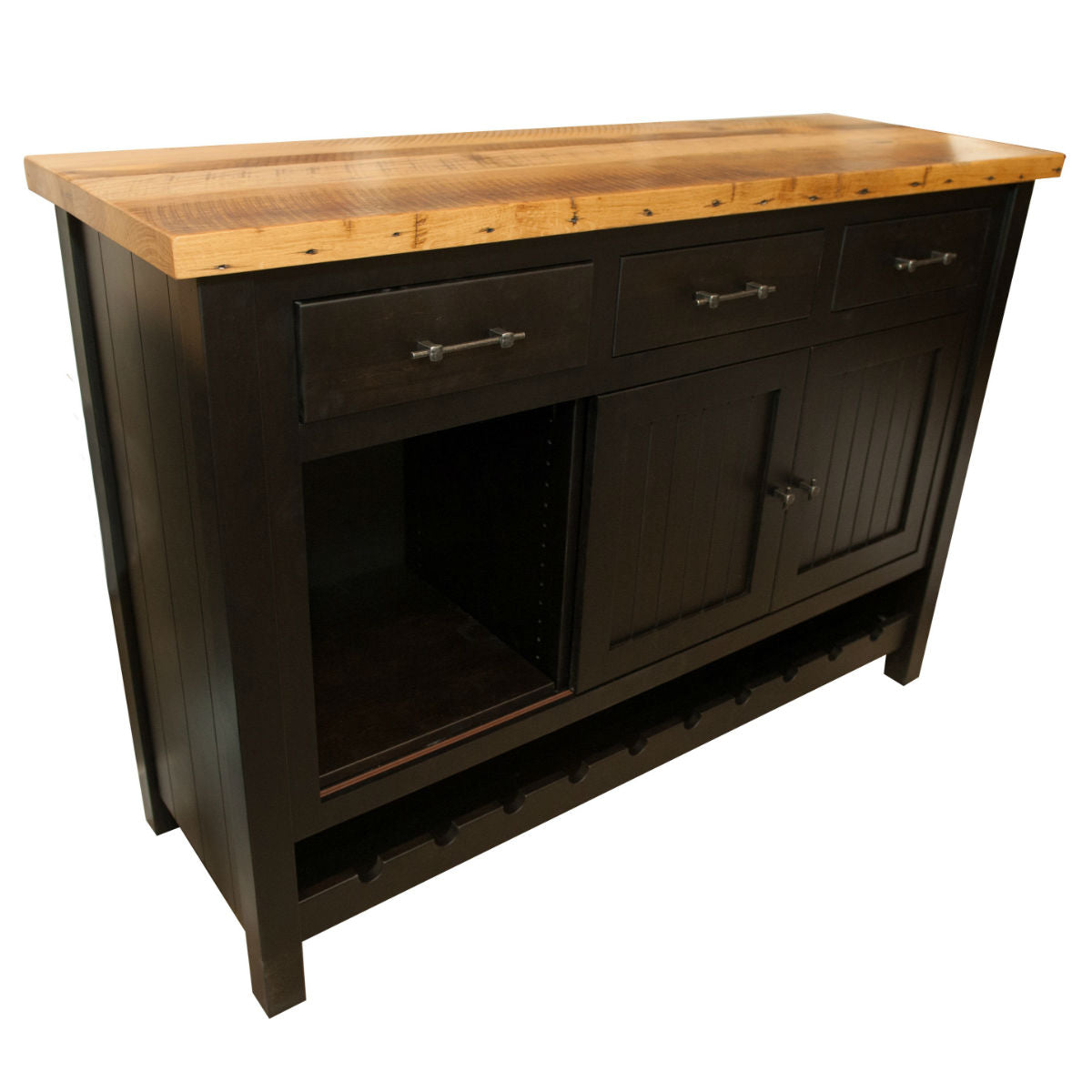 Brown Maple and Reclaimed Wood Buffet Wine Cabinet
