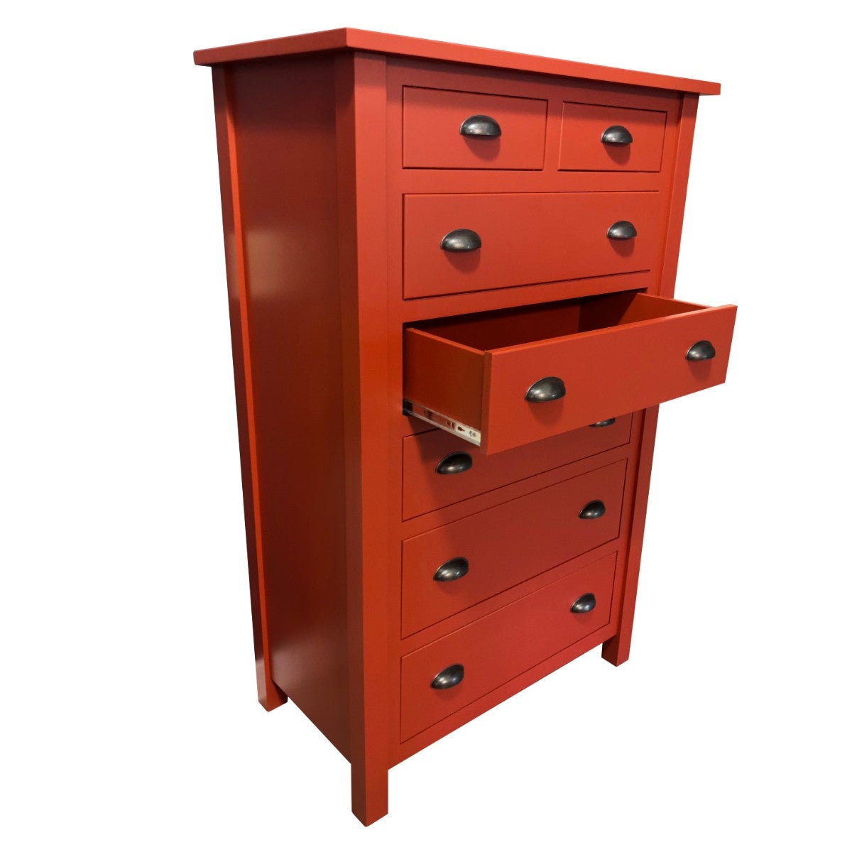 Rustic Red Farmhouse Dresser 7 Drawers