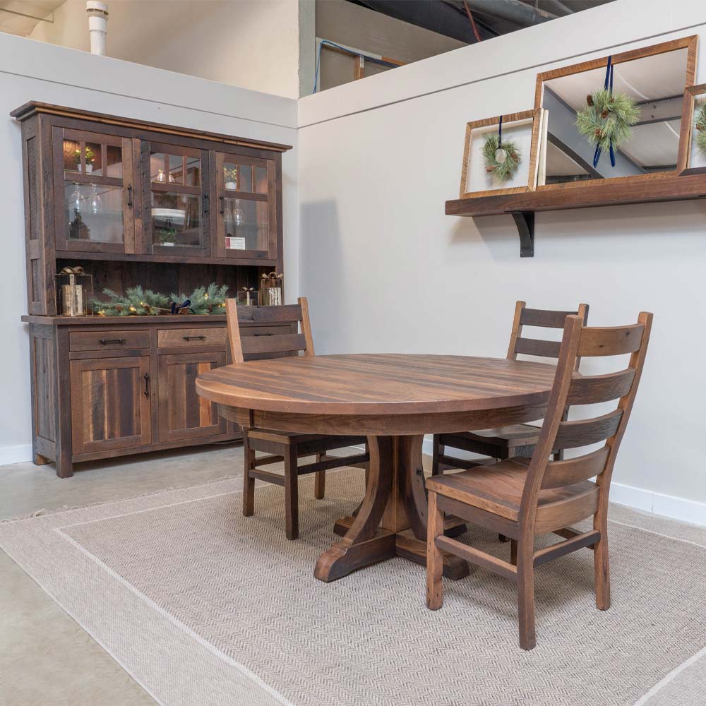 Rustic Round Reclaimed Wood Dining Table