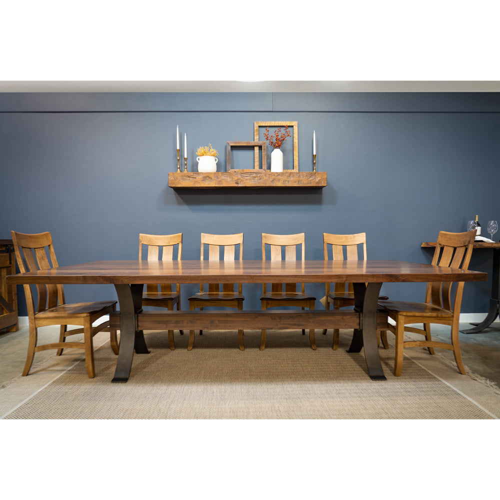 Staged Modern Walnut Dining Table