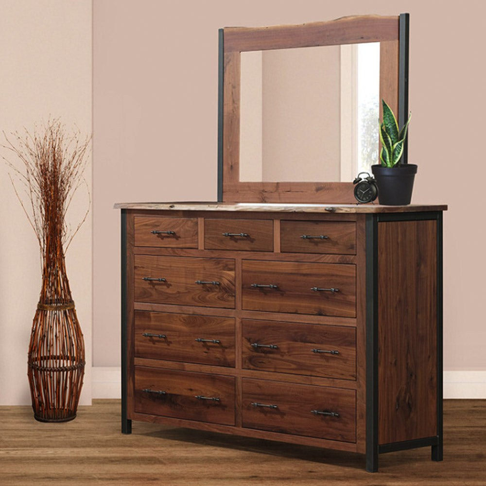 Walnut Live Edge Dresser, 9 Drawers