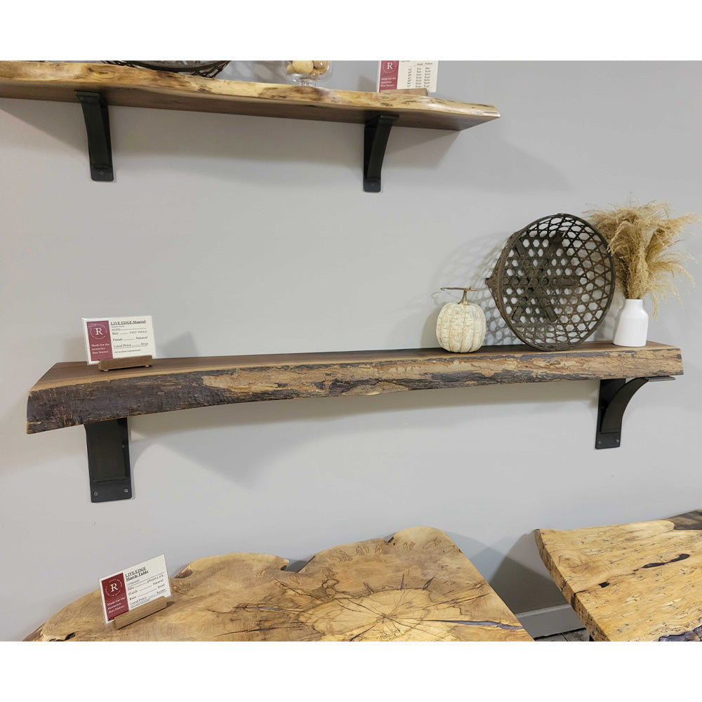 72" Live Edge Walnut Mantel
