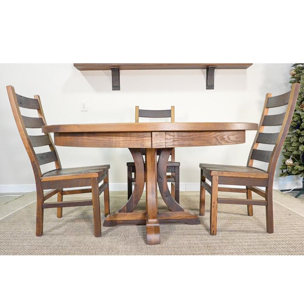 Weatherby Reclaimed Wood Round Dining Table with Pedestal Base