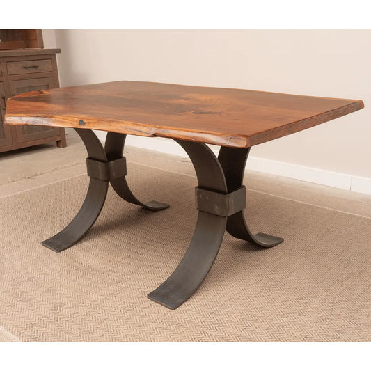 66" Live Edge Walnut Dining Table, Steel Base