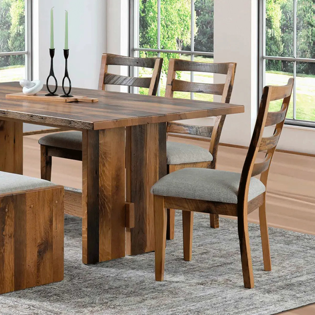 Upholstered Reclaimed Wood Dining Chair | Rustic Red Door