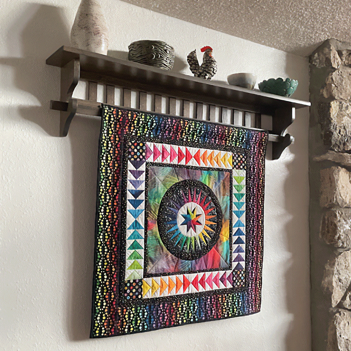 Mission Quilt Rack Shelf with Rod