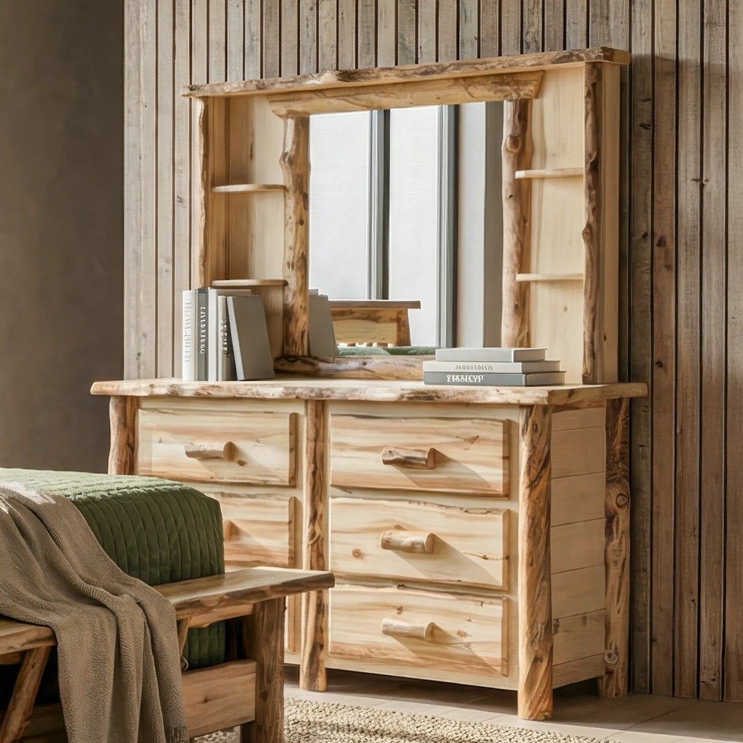 Cumberland Rustic Log Dresser Mirror